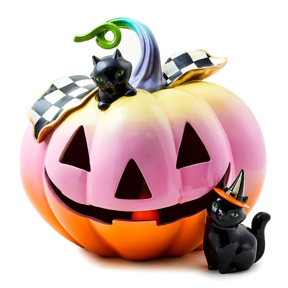 Mackenzie-Childs Trick or Treat Illuminated Jack O’ Lantern Halloween New In Box